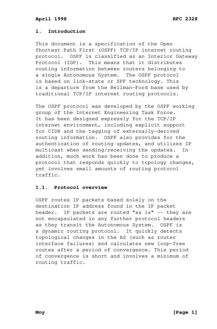 OSPF Protocol: RFC 2328 - Hardcover Edition